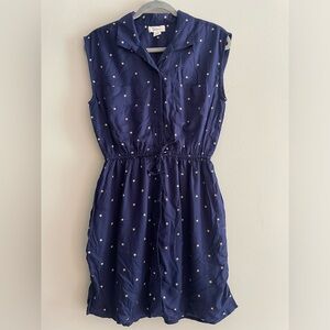 Navy blue sleeveless dress with white stars